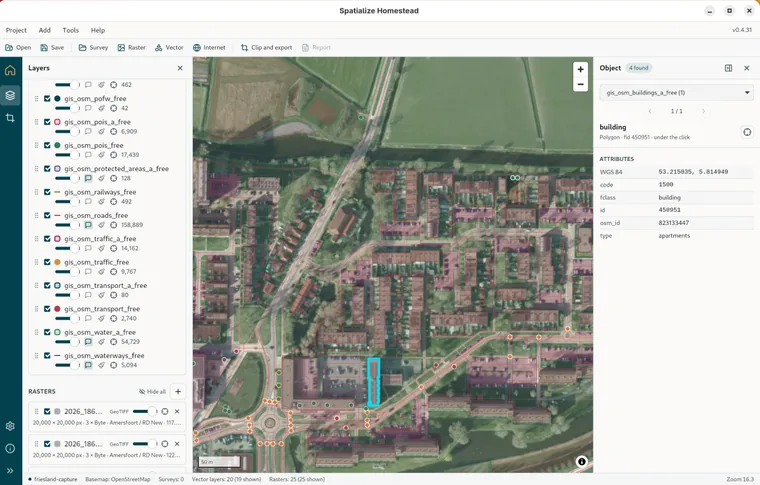 The desk: what is open is in the tree on the left, the map in the middle, the clicked object on the right.