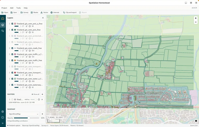 Plots from a file: three picked by clicking, the rest of the map dimmed.