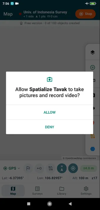 Camera and microphone are asked for the first time you take a photo or record a video, and not before.