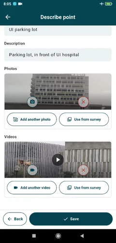 A point's form with a photo and a video attached