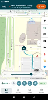 Tavak recording a survey: the GPS track on the map with the photo and video taken along it